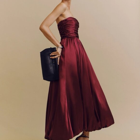 Reformation Elspeth Strapless Dress - Chianti Size 4 - Picture 3 of 9